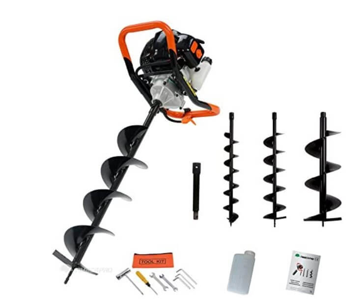 Tarière thermique Timberpro tar52 avec lot de 3 mèches