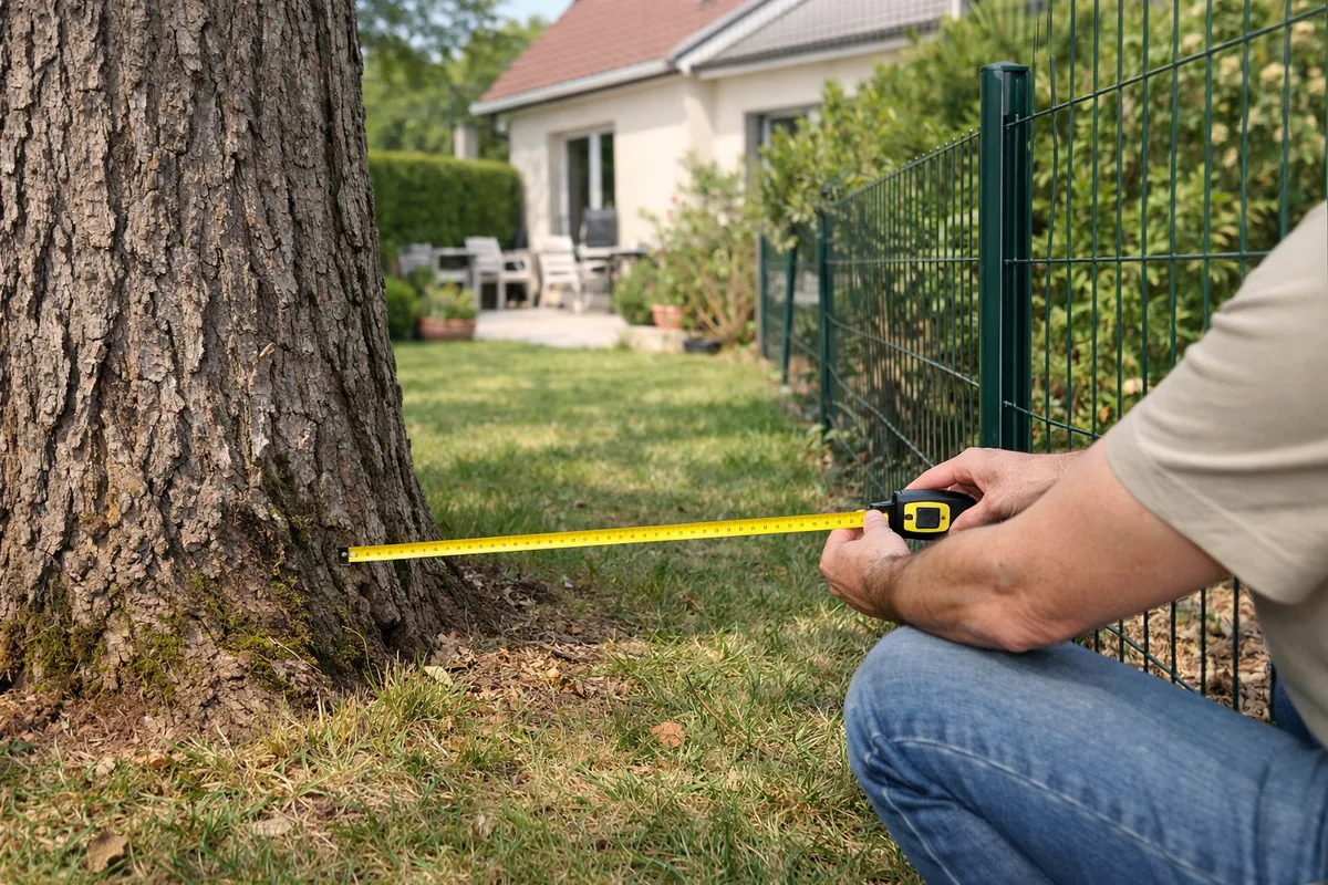 Mesure de la distance d'un arbre par rapport à la limite de propriété