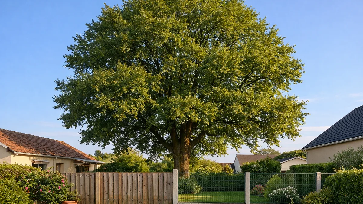 Grand arbre de plus de 10 mètres en limite de propriété entre deux voisins