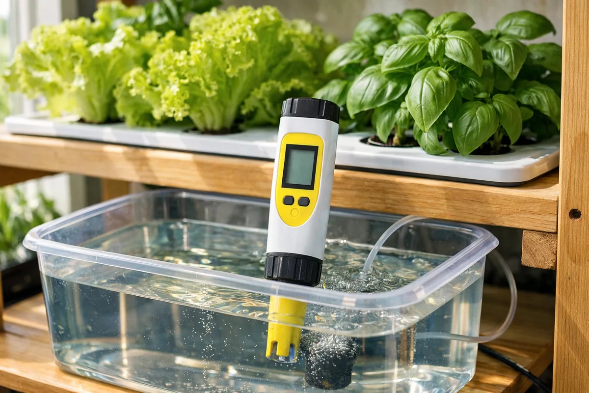Mesure du pH d'une solution nutritive pour culture hydroponique maison
