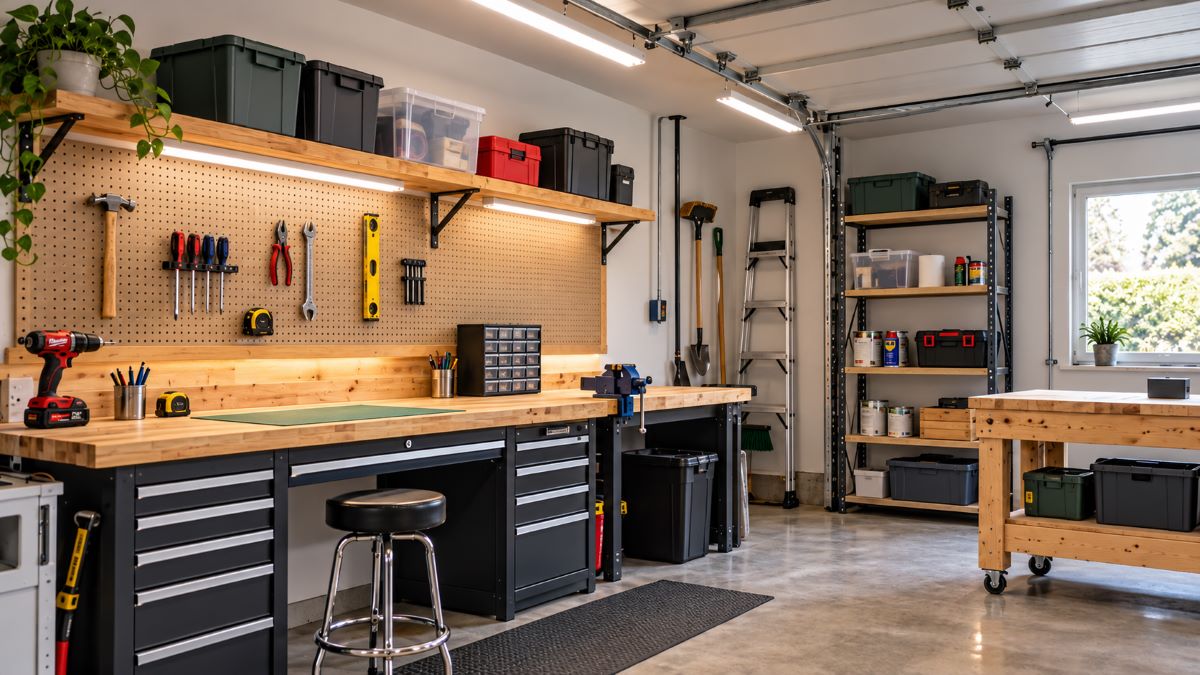 Atelier garage DIY bien organisé