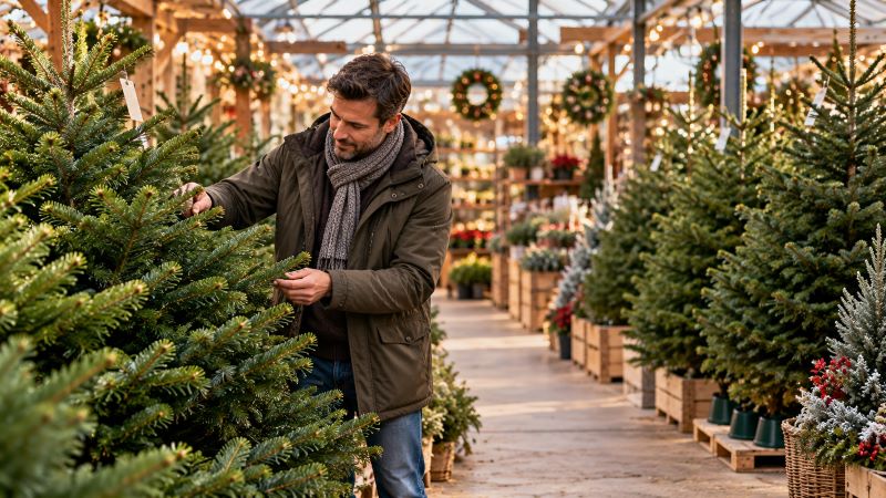 Choix du sapin en jardinerie festive